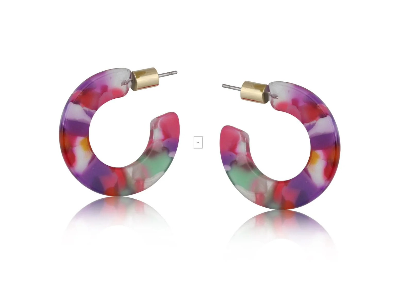 Big Metal Erica Resin Hoop Earrings , Purple and Pink Mix.