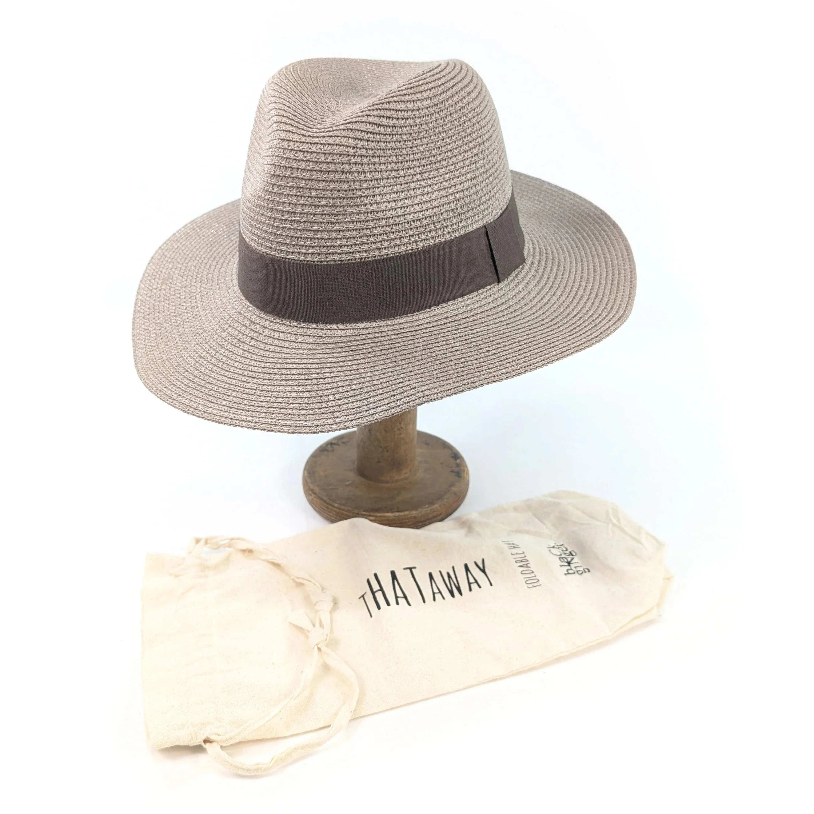 Black Ginger Rollable Mocha Panama Foldable Hat (Brown Band) (57cm)