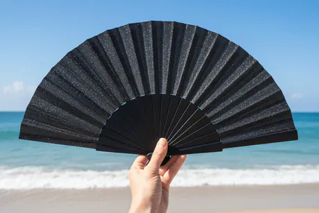 Fantastico Black Glitter 23cm Hand Fan