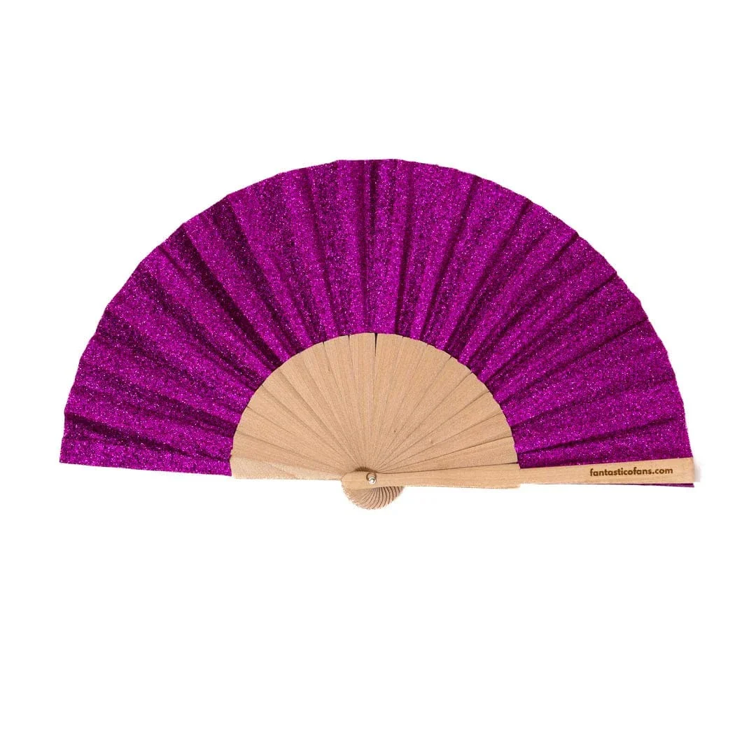 Fantastico Pink Glitter Hand Fan 23cm. - Image 3