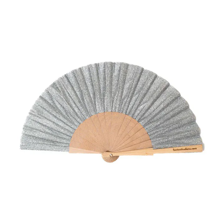 Fantastico Silver Glitter 23cm Hand Fan - Image 2