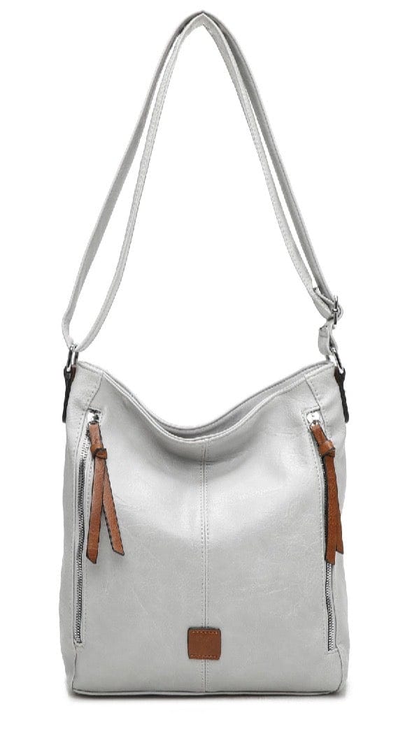 Faux Leather Double Vertical Front Zip , Shoulder Crossbody Bag - Image 11