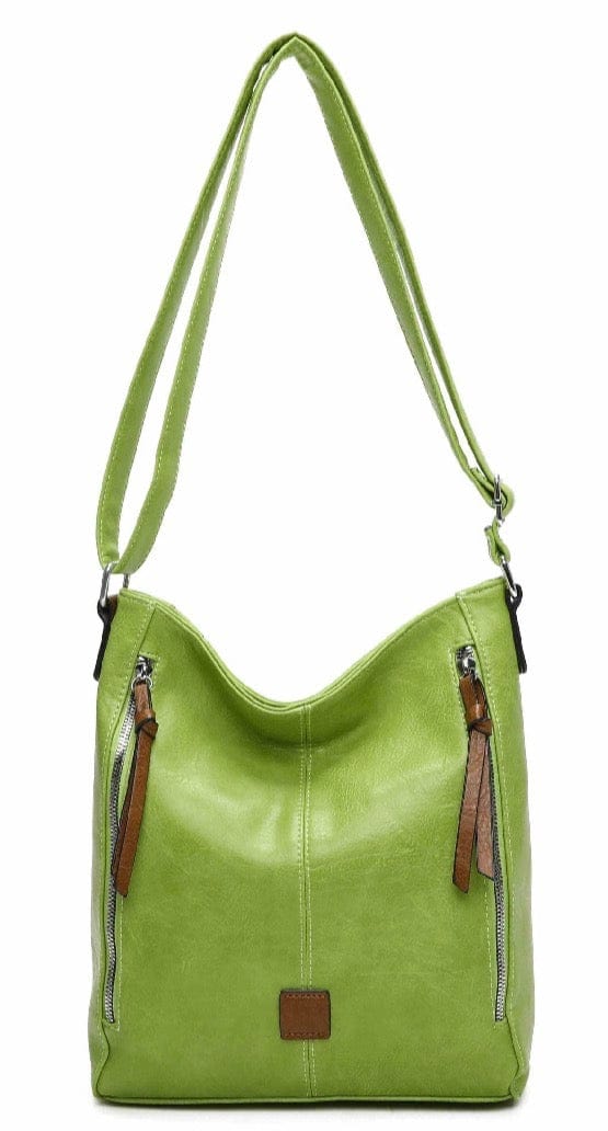 Faux Leather Double Vertical Front Zip , Shoulder Crossbody Bag - Image 12