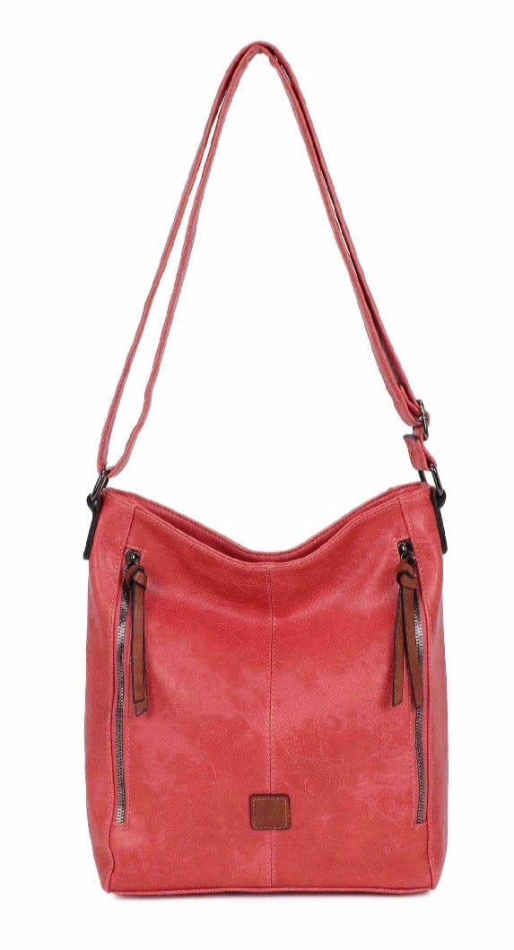 Faux Leather Double Vertical Front Zip , Shoulder Crossbody Bag - Image 8
