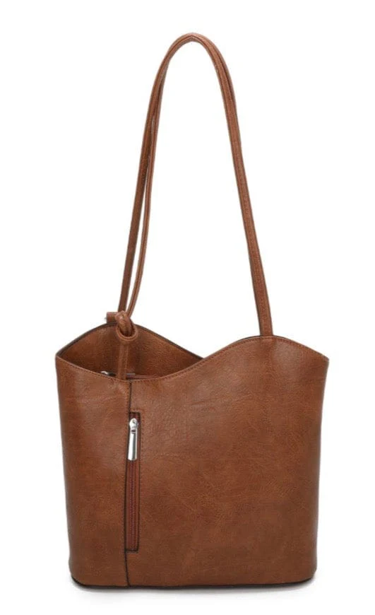 Faux Leather Shoulder Bag /Convertible Backpack - Image 5