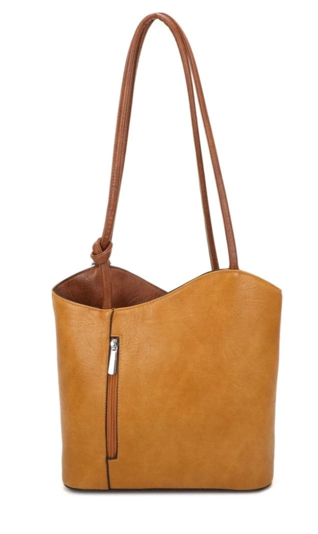 Faux Leather Shoulder Bag /Convertible Backpack - Image 7