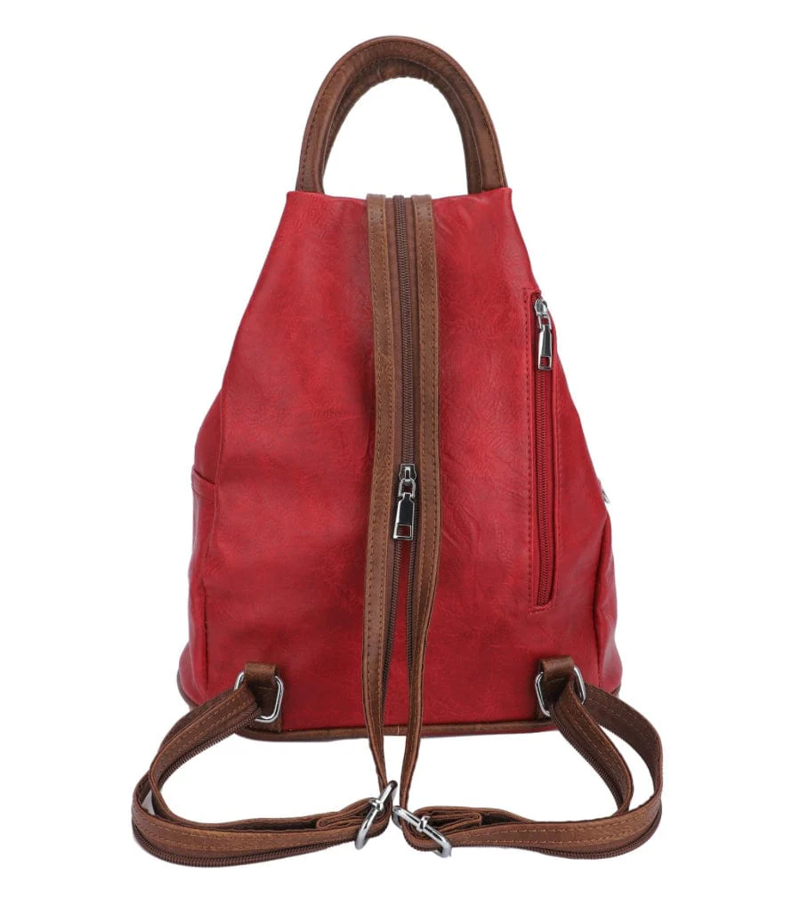 Faux Vegan Leather Triangular Backpack/Rucksack with Double Front Pockets, Available in 10 winter colours. - Image 14