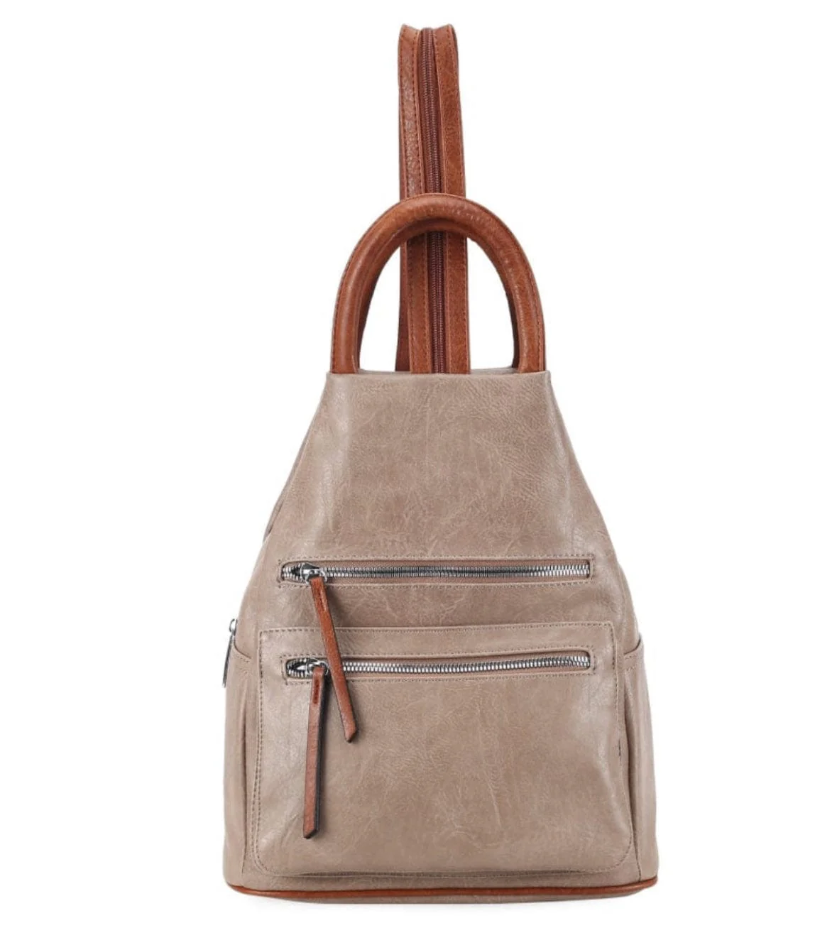 Faux Vegan Leather Triangular Backpack/Rucksack with Double Front Pockets, Available in 10 winter colours. - Image 18