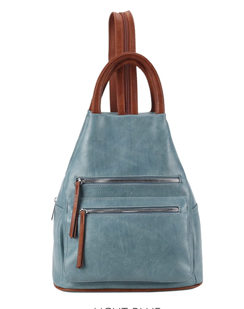 Faux Vegan Leather Triangular Backpack/Rucksack with Double Front Pockets, Available in 10 winter colours. - Image 6