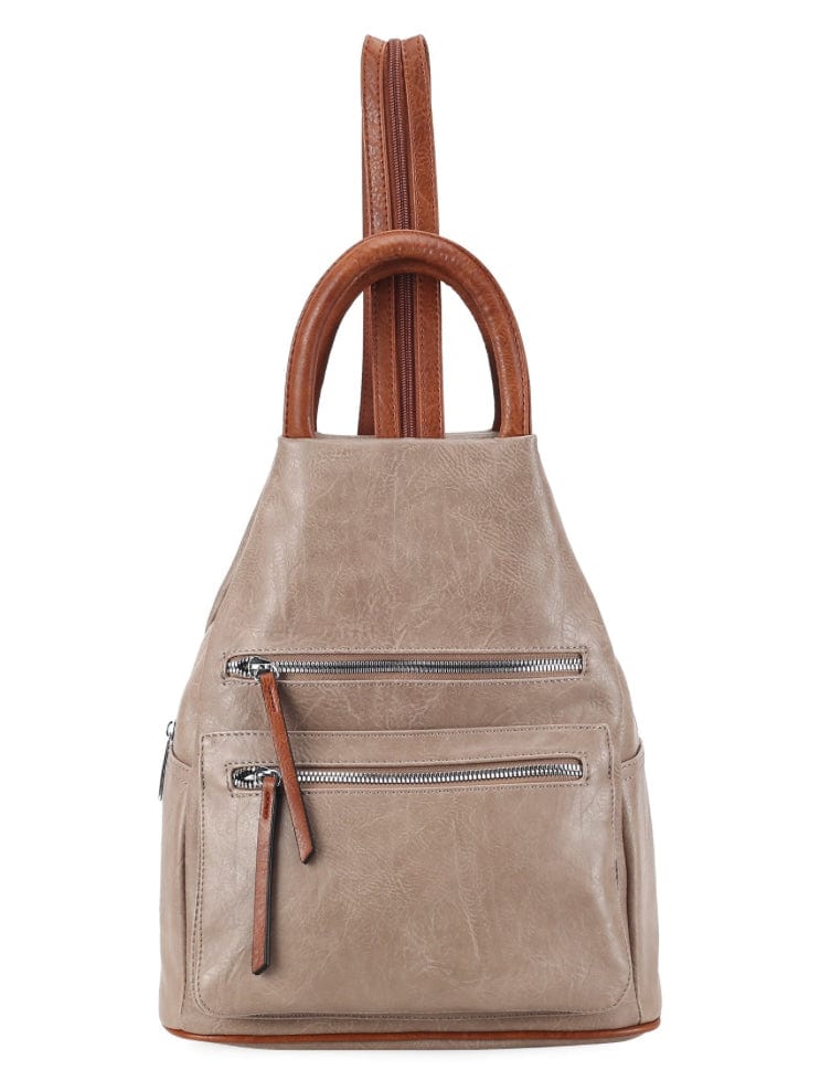 Faux Vegan Leather Triangular Backpack/Rucksack with Double Front Pockets, Available in 10 winter colours. - Image 9