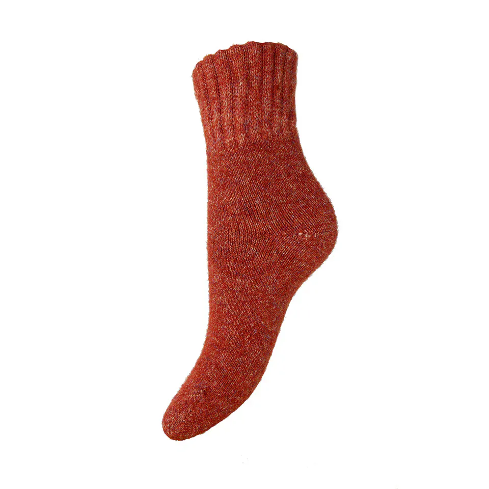 Gemjar Formerly Joya Ladies Rust marl thick wool blend socks with ribbed cuff - Image 2