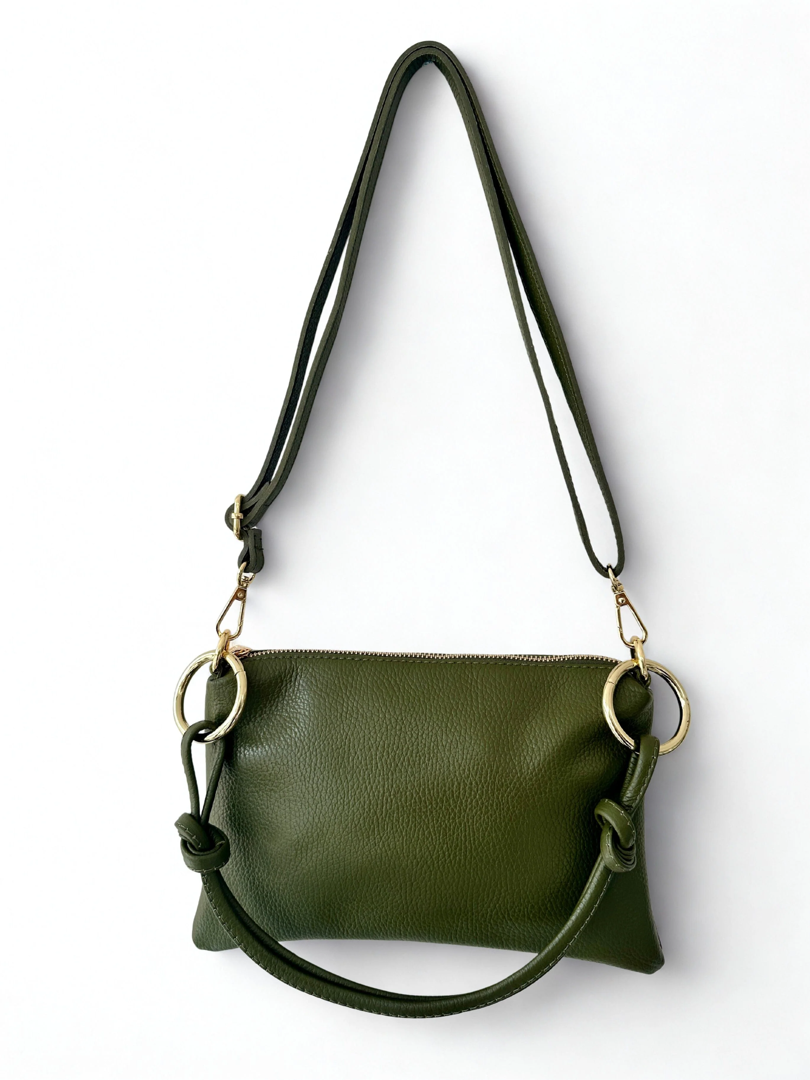 Genuine Italian Leather Clutch Bag with Knotted Handle. - Image 3