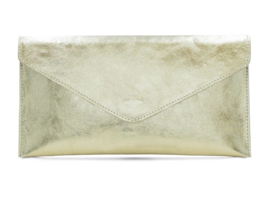 Genuine Italian Leather Metallic Envelope Clutch Bag , 3 Colours Available. - Image 2