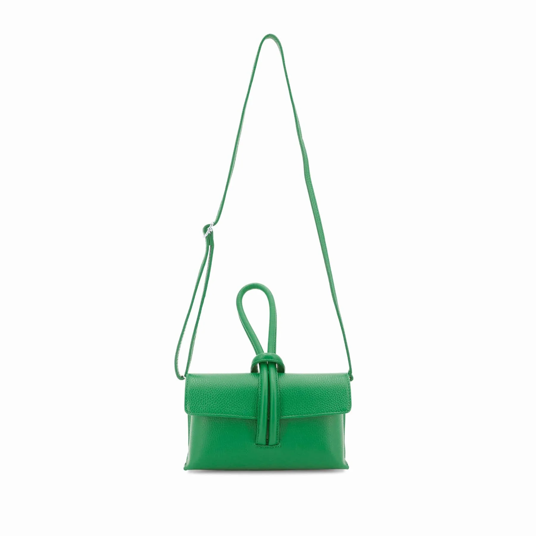 Green Italian Leather Clutch Bag , Evening Bag with Loop Handle - Image 7