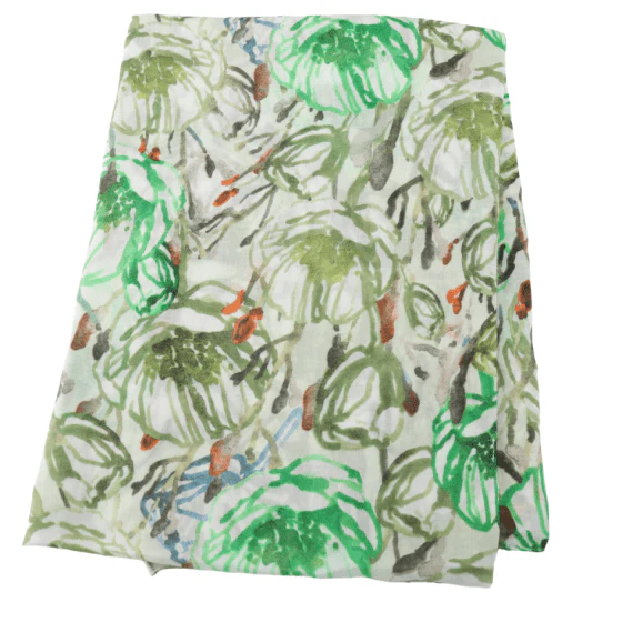 Green Spring Floral Light Weight Scarf . - Image 2