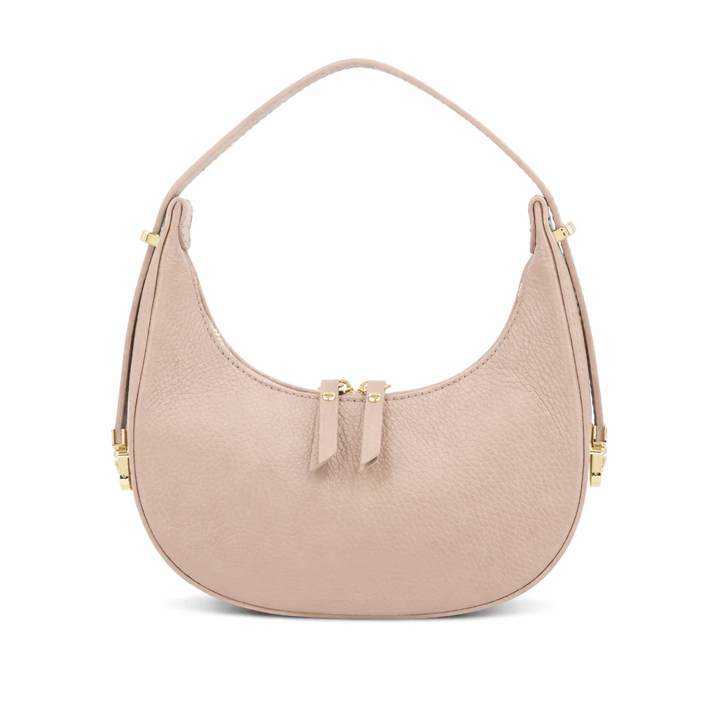 Italian Genuine Leather Crescent Shoulder Bag with Gold Hardware - Image 6