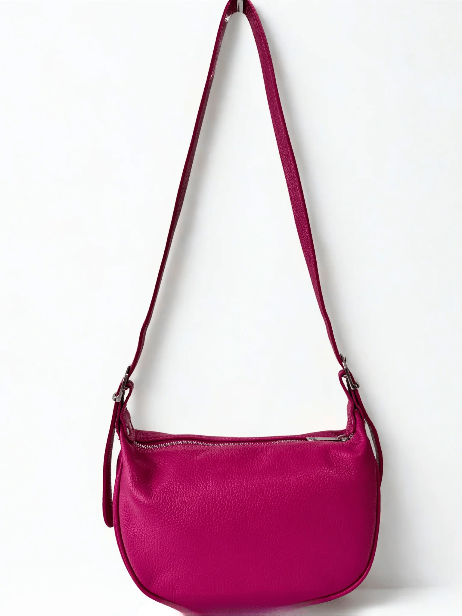 Half Moon Italian Leather Shoulder Bag. - Image 14