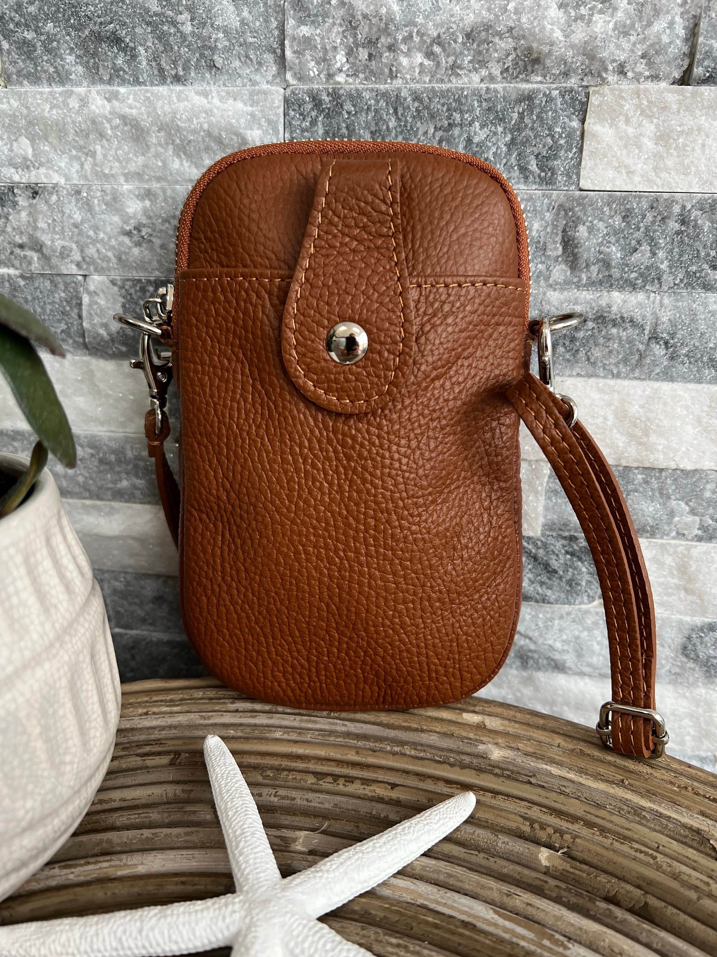 Italian leather crossbody phone bag - lots of colours available - Image 14