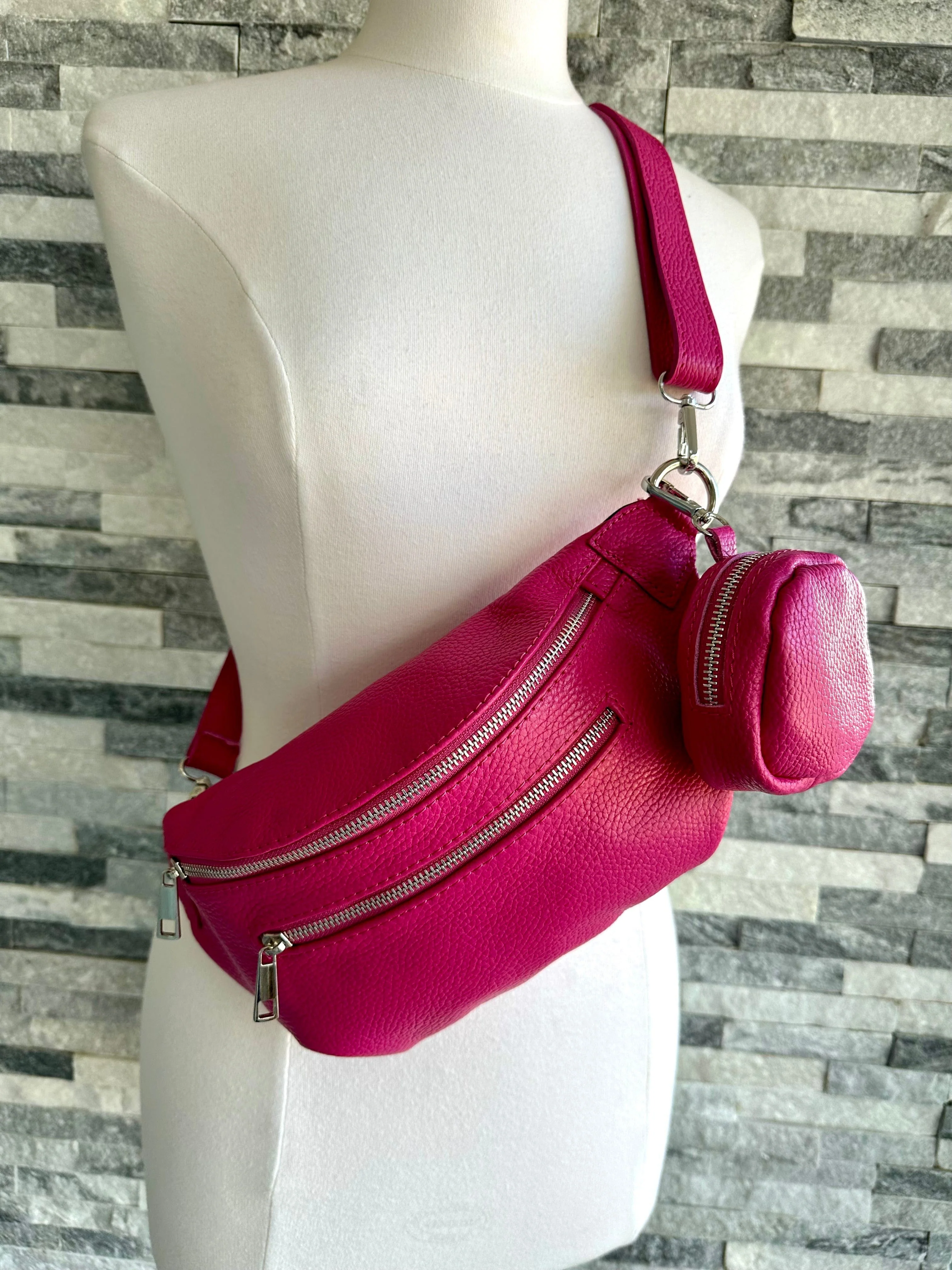 Italian Leather Medium Size Sling Bag with Clip On Zip Purse, 7 Colours available. - Image 15