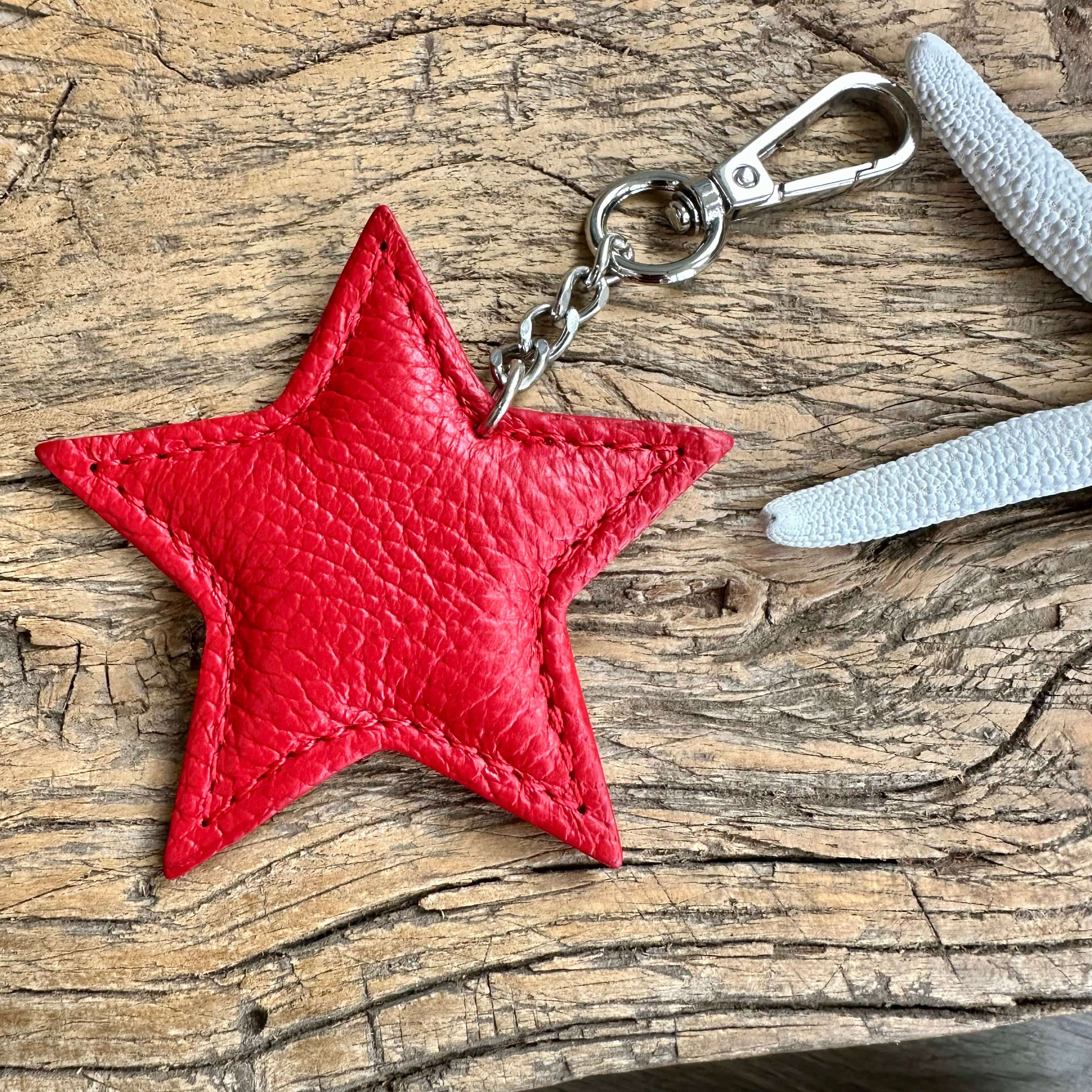 Italian Leather Star Padded Keyring. - Image 3