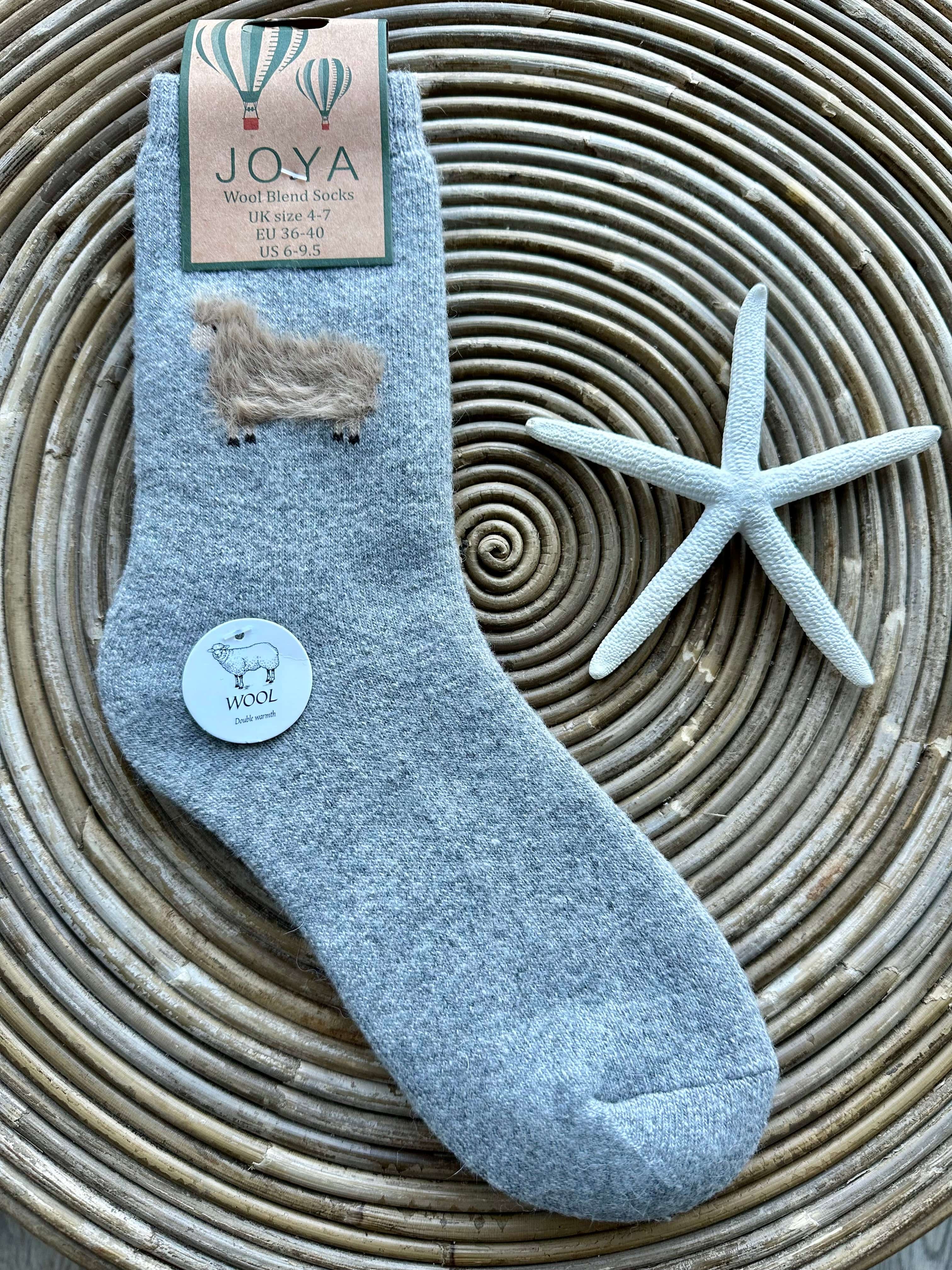Ladies Gemjar Formally Joya Fluffy Sheep Socks , Wool Blend , Grey 4-7 WS485 - Image 4