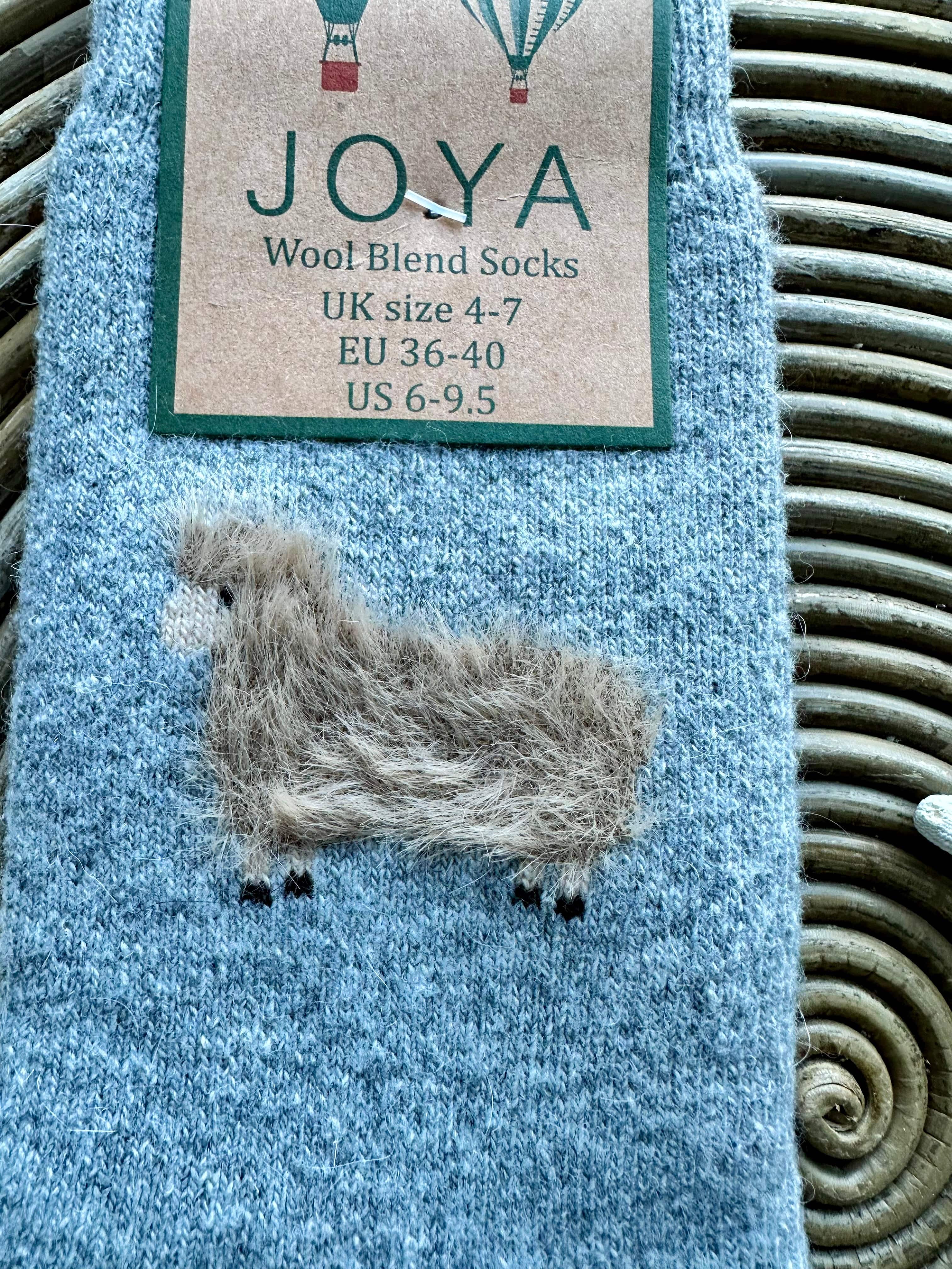 Ladies Gemjar Formally Joya Fluffy Sheep Socks , Wool Blend , Grey 4-7 WS485 - Image 5