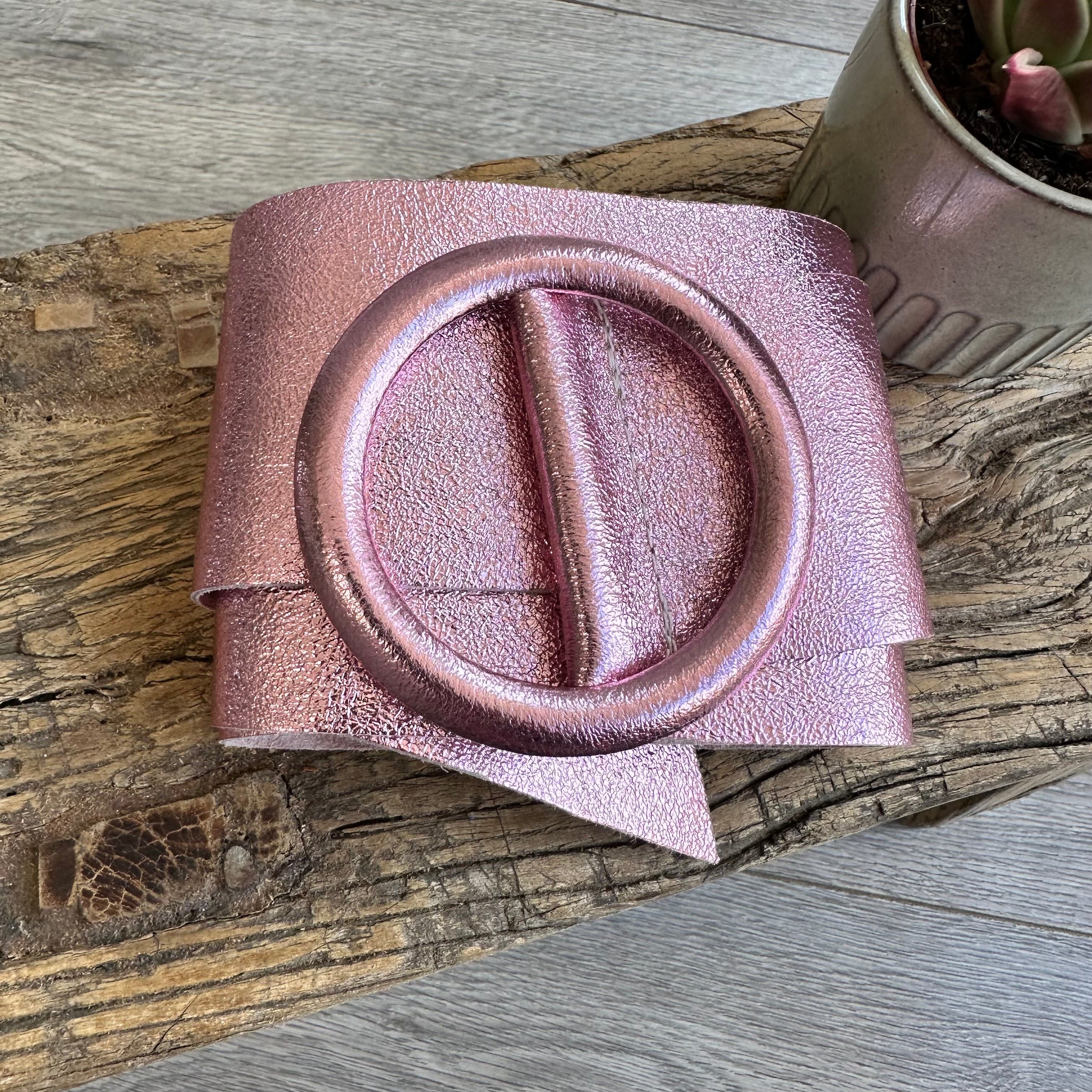 Ladies Metallic Leather Circle Buckle Belt - Image 8