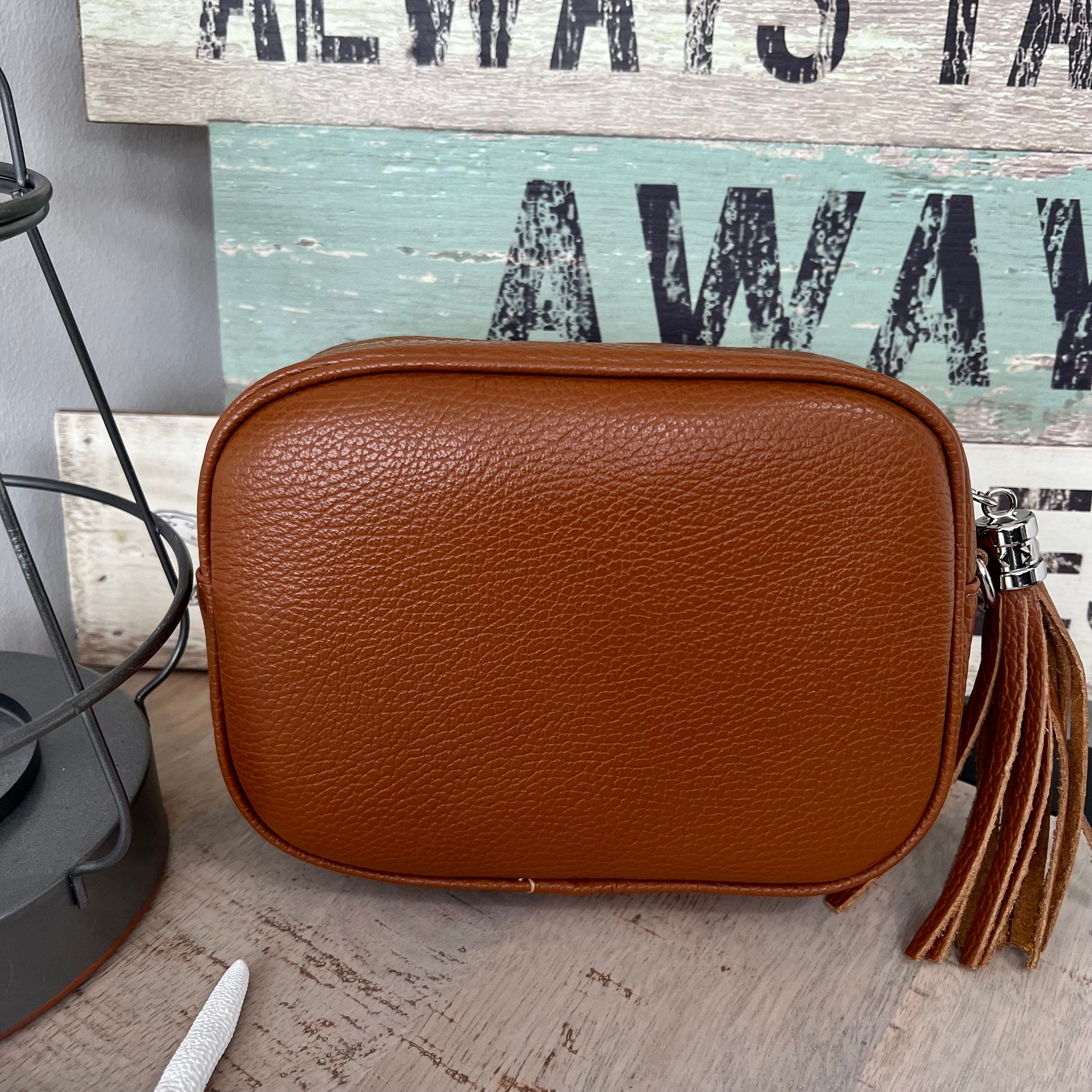 Leather tassel camera style crossbody bag / handbag - Image 11