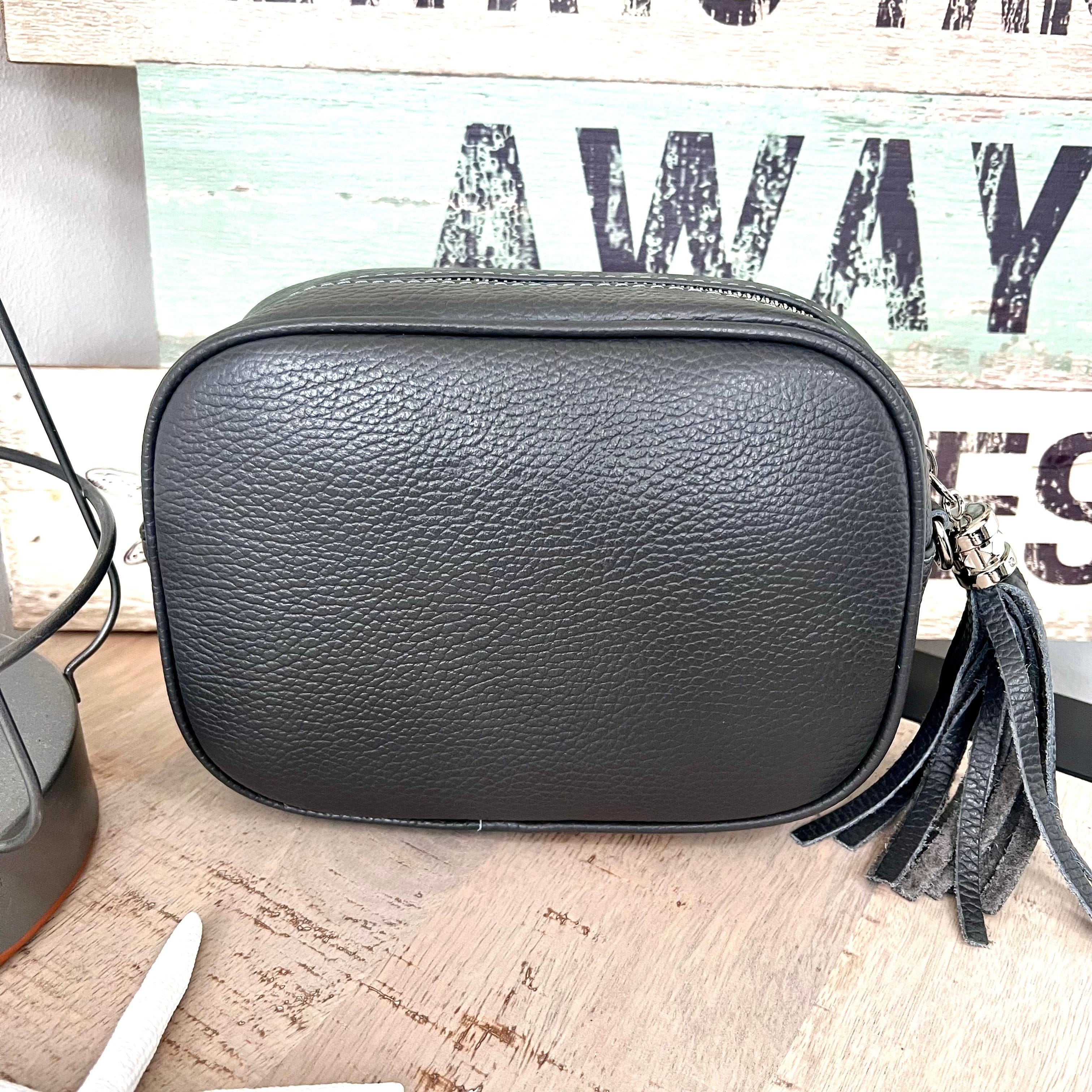 Leather tassel camera style crossbody bag / handbag - Image 12