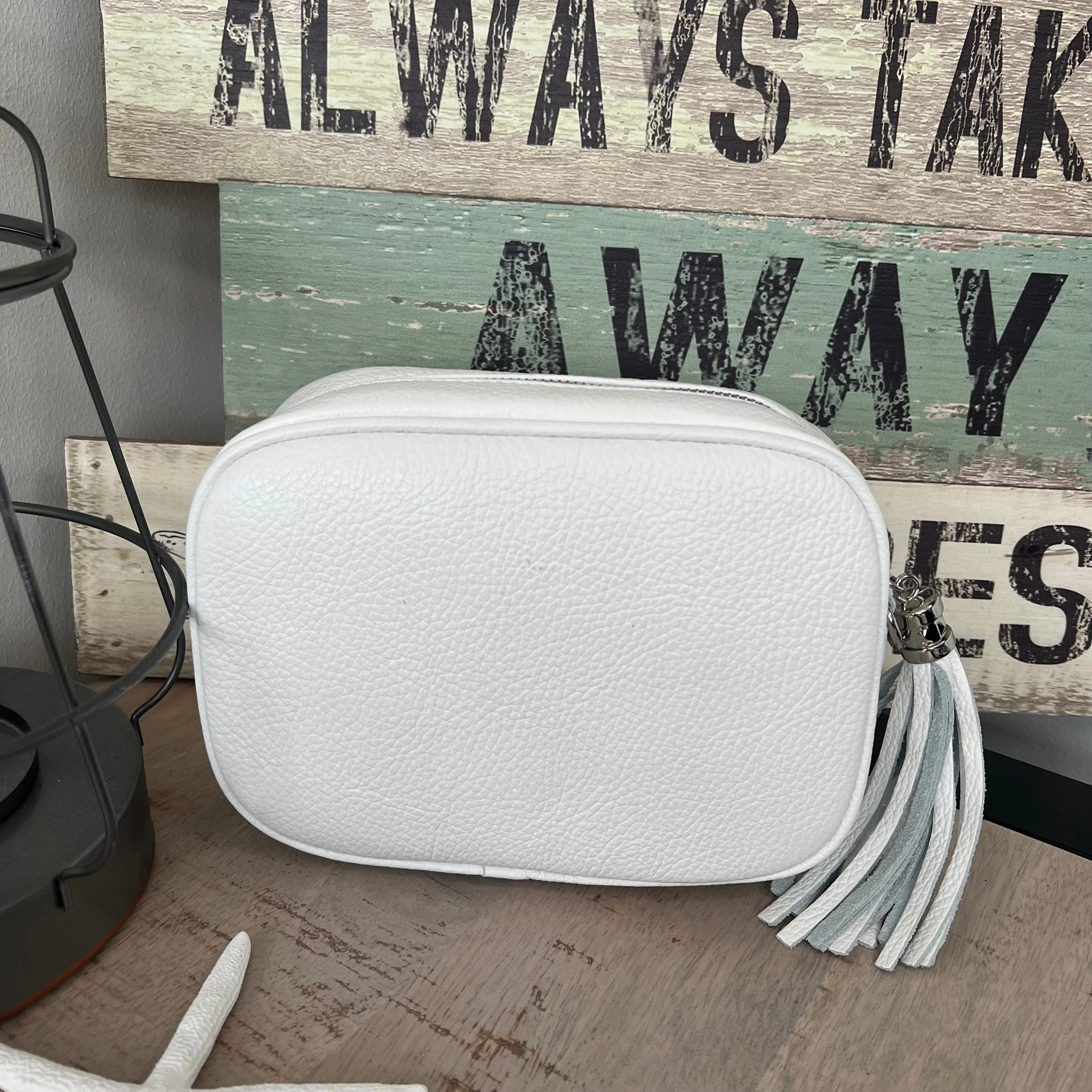 Leather tassel camera style crossbody bag / handbag - Image 14