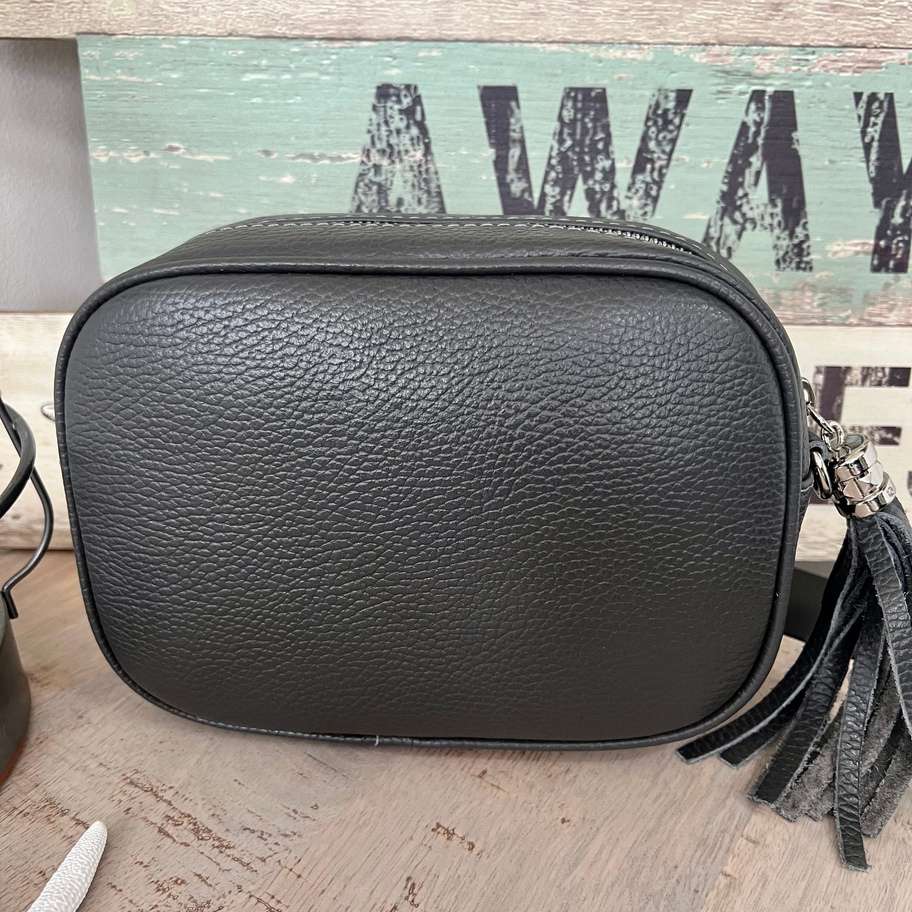 Leather tassel camera style crossbody bag / handbag - Image 6
