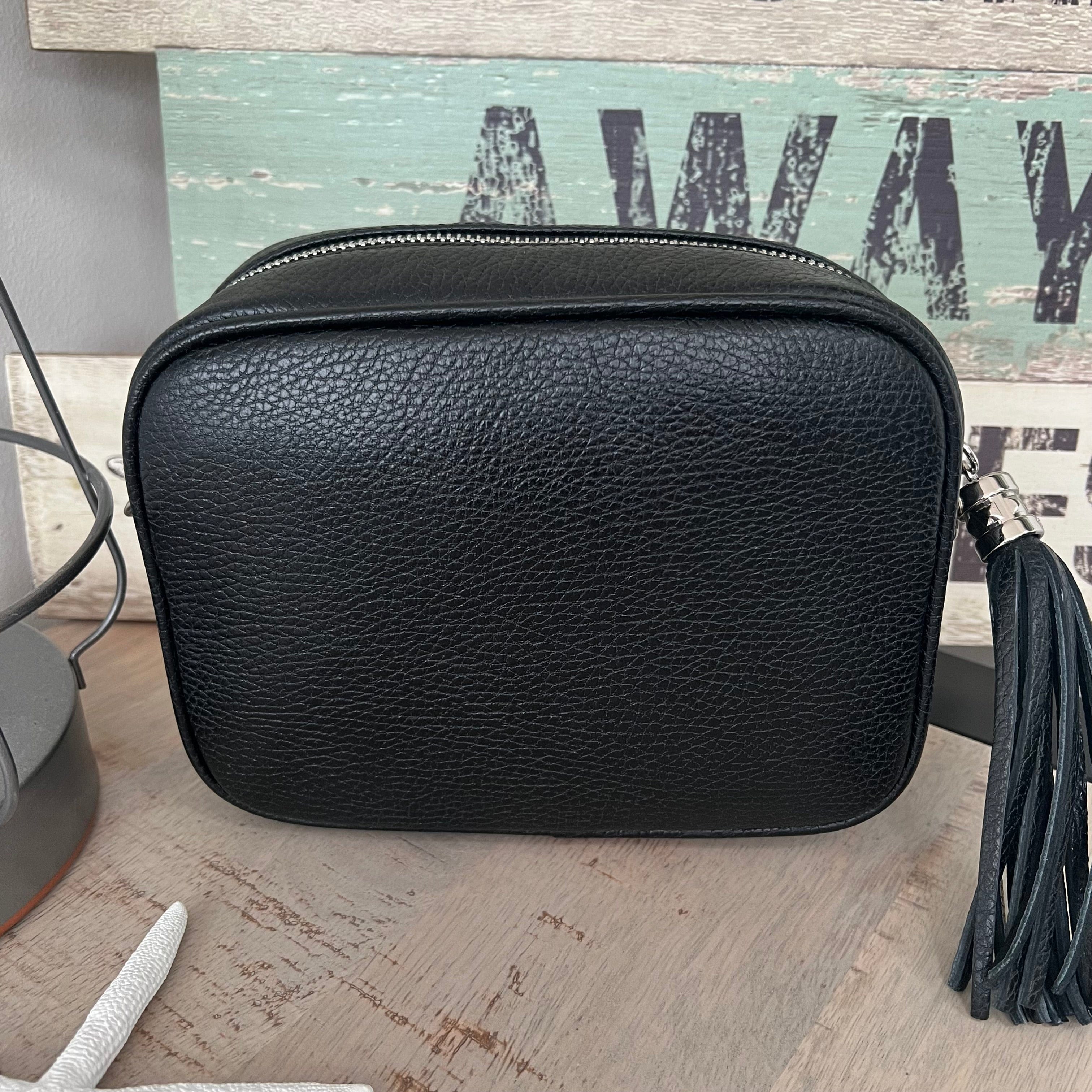 Leather tassel camera style crossbody bag / handbag - Image 8