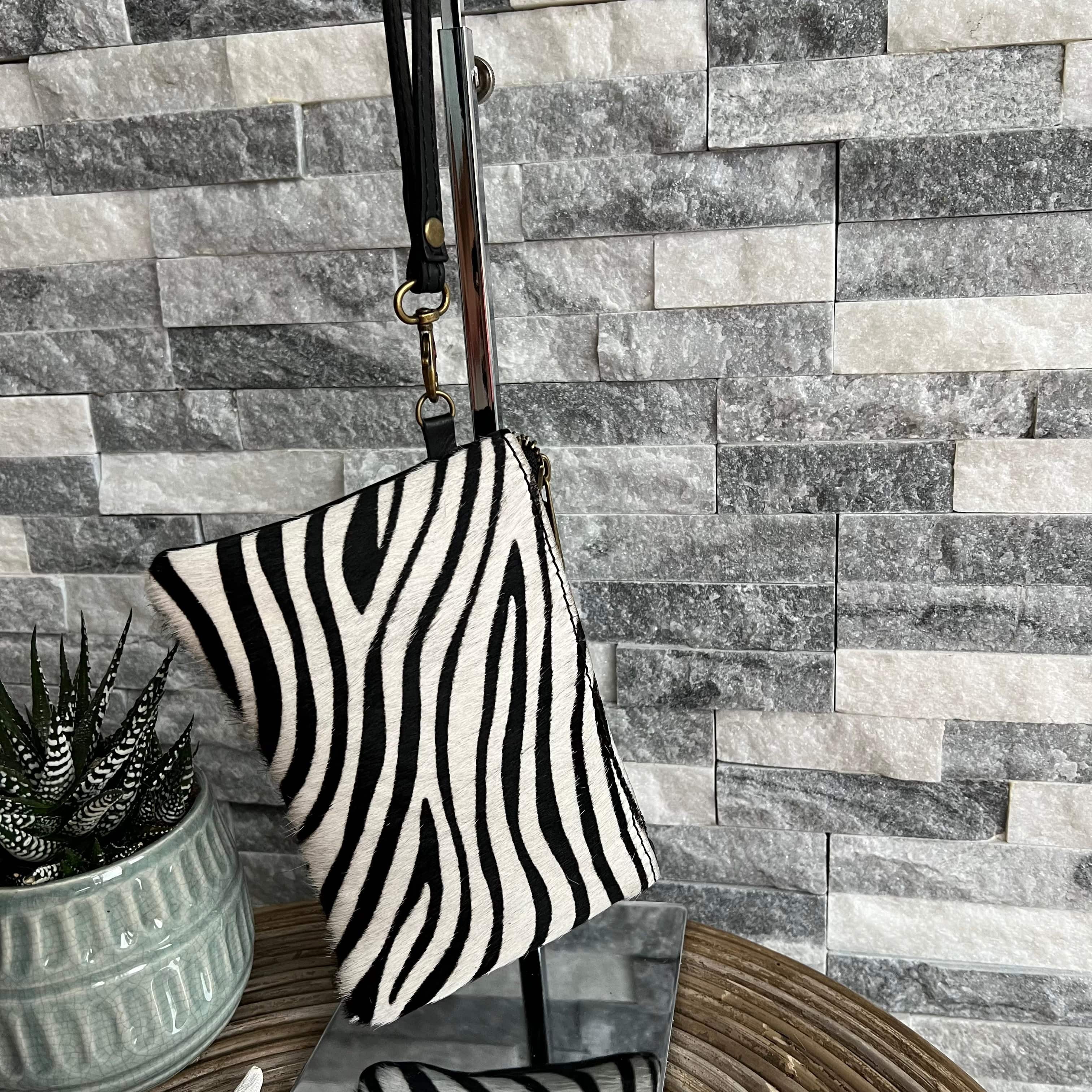Leather zebra print clutch bag/purse - Image 3