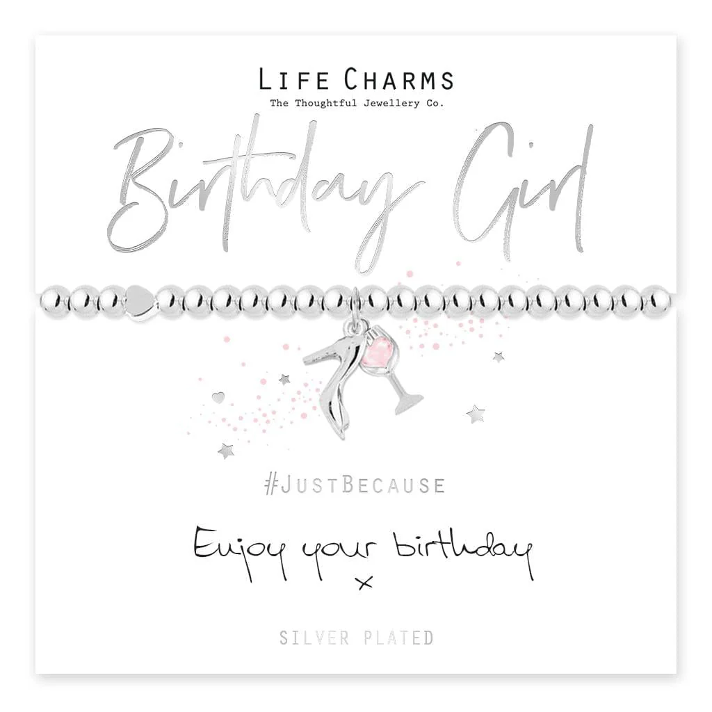 Life Charms Silver Plated Birthday Girl Bracelet with gift box