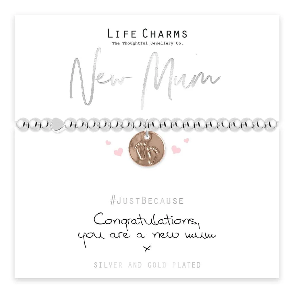 Life Charms Silver Plated New Mum Bracelet with gift box