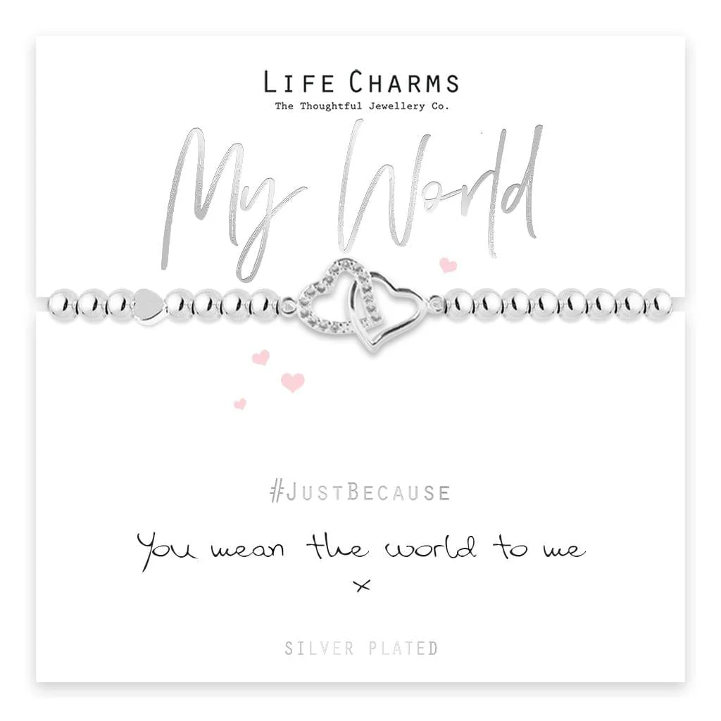 Life Charms Silver Plated You Mean The World To Me Bracelet with gift box