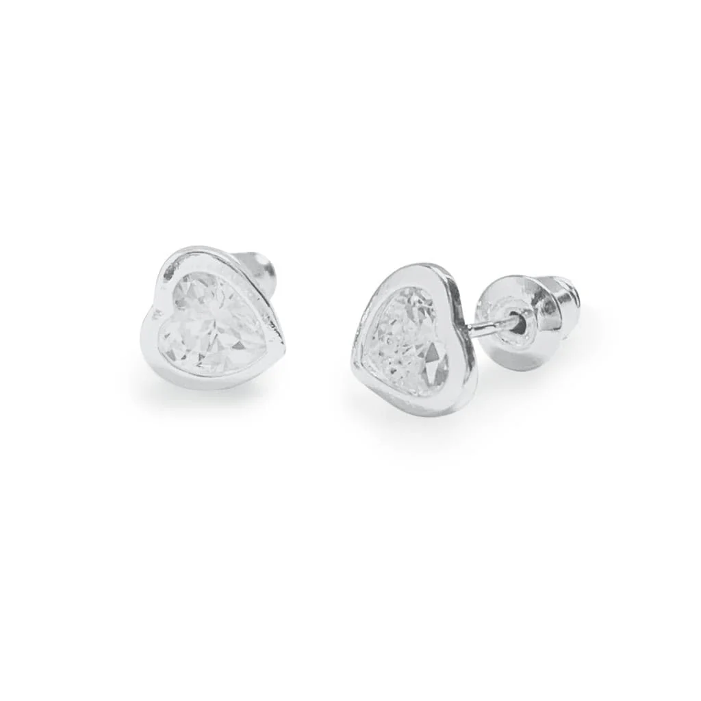 Life Charms Small crystal heart silver studs - Image 2