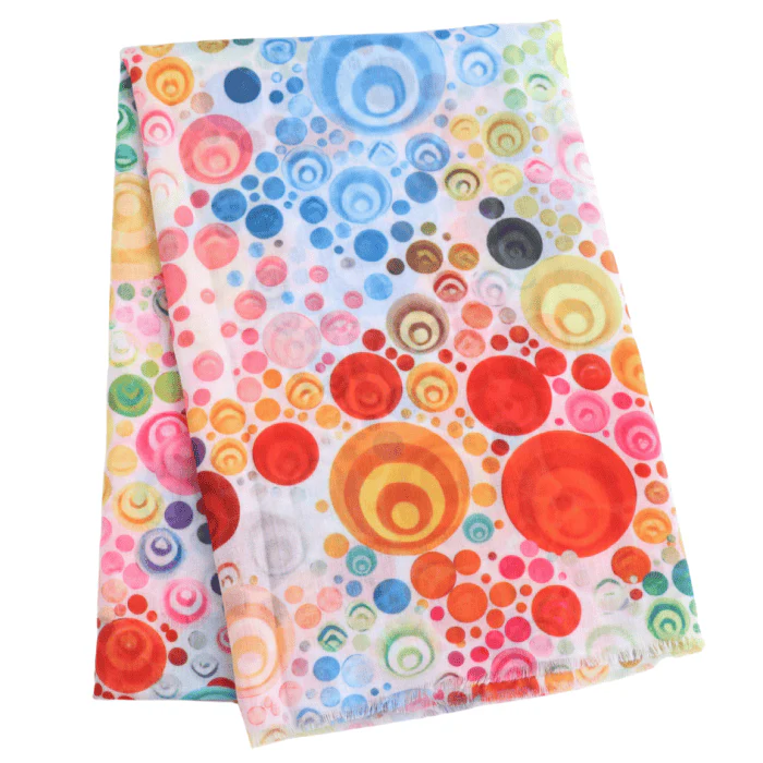 Light Weight Abstract Circle Print Scarf - Image 2