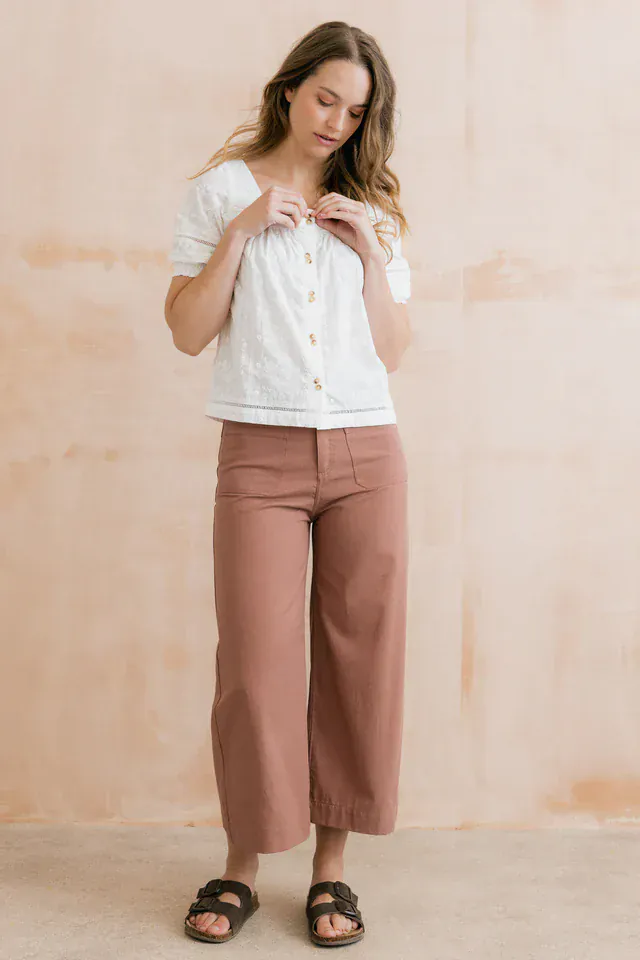 Lily and Me Amelia Cropped Wide Leg Trousers Soft Pink - Image 6