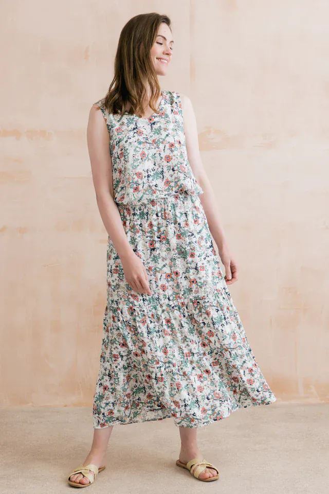 Lily and Me Evie Printed Midi Skirt Ecru - Image 6