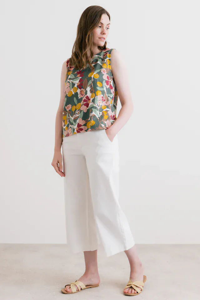 Lily and Me Isla Stretch Twill Crop Trousers White - Image 2