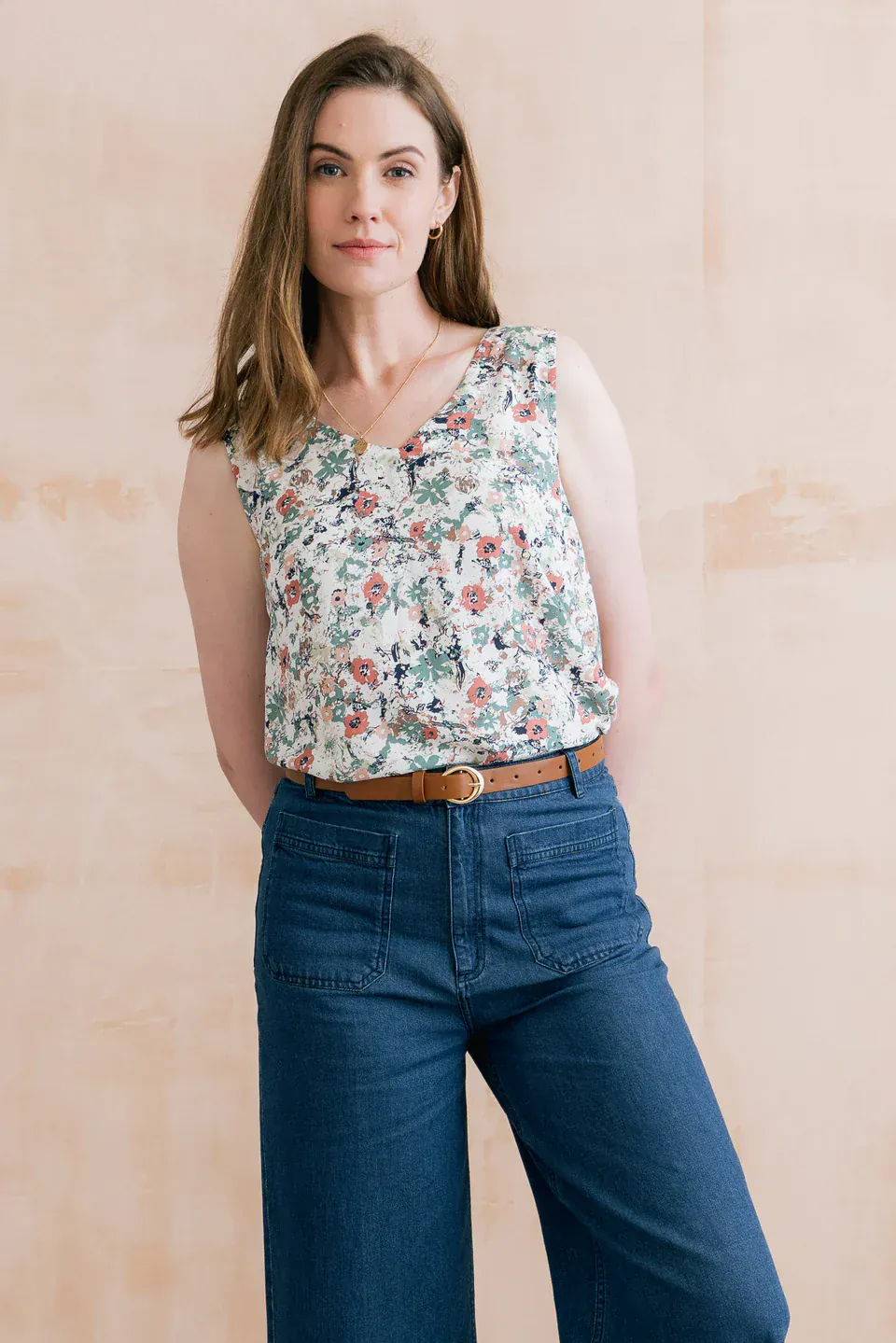Lily and Me Sea Breeze Print Vest Ecru - Image 3