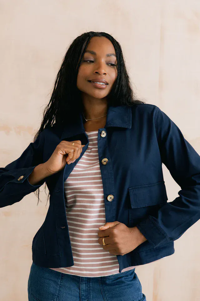 Lily & Me Effie Stretch Cotton Twill Jacket Navy - Image 3
