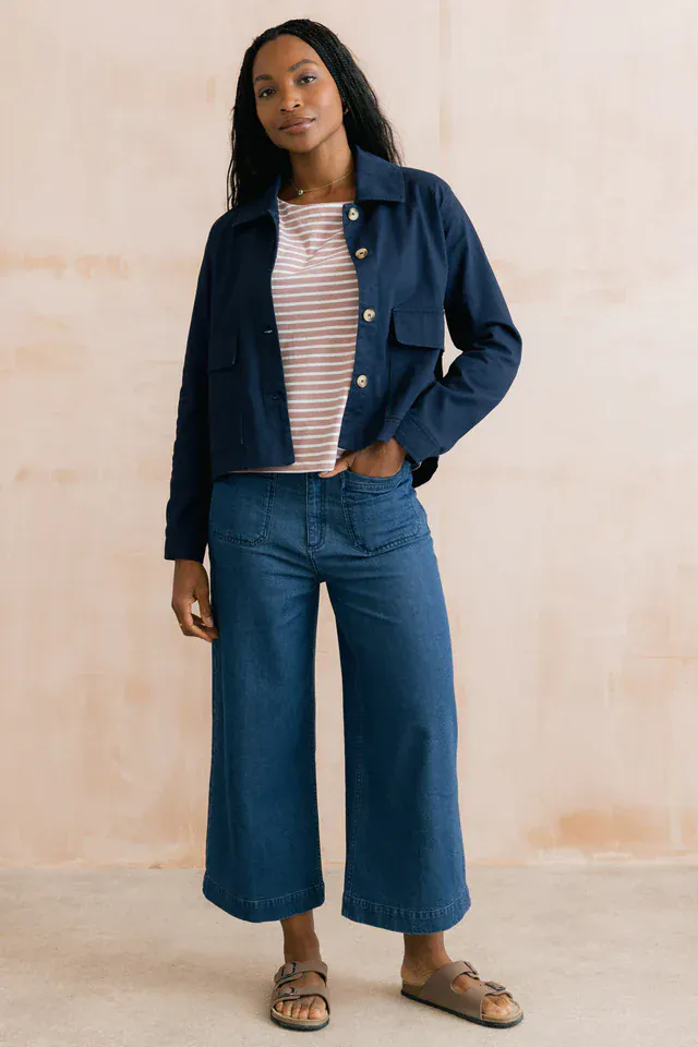 Lily & Me Effie Stretch Cotton Twill Jacket Navy - Image 5