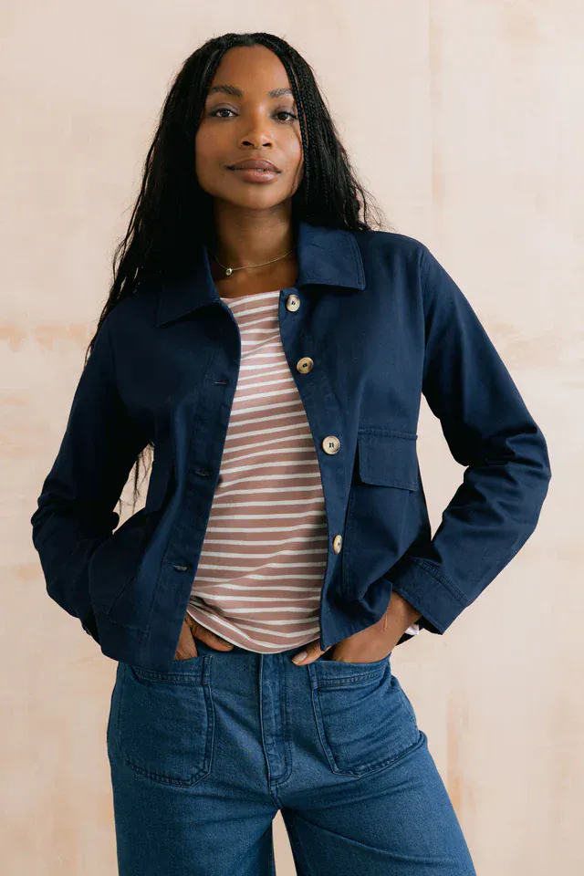 Lily & Me Effie Stretch Cotton Twill Jacket Navy - Image 6