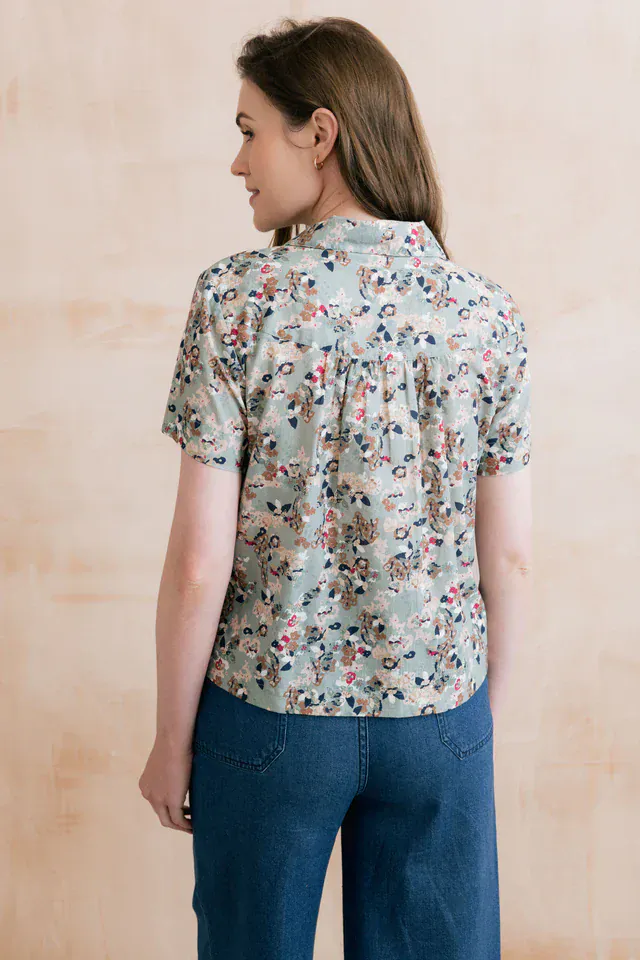 Lily & Me Lowlands Organic Ditsy Print Blouse Ocean - Image 5