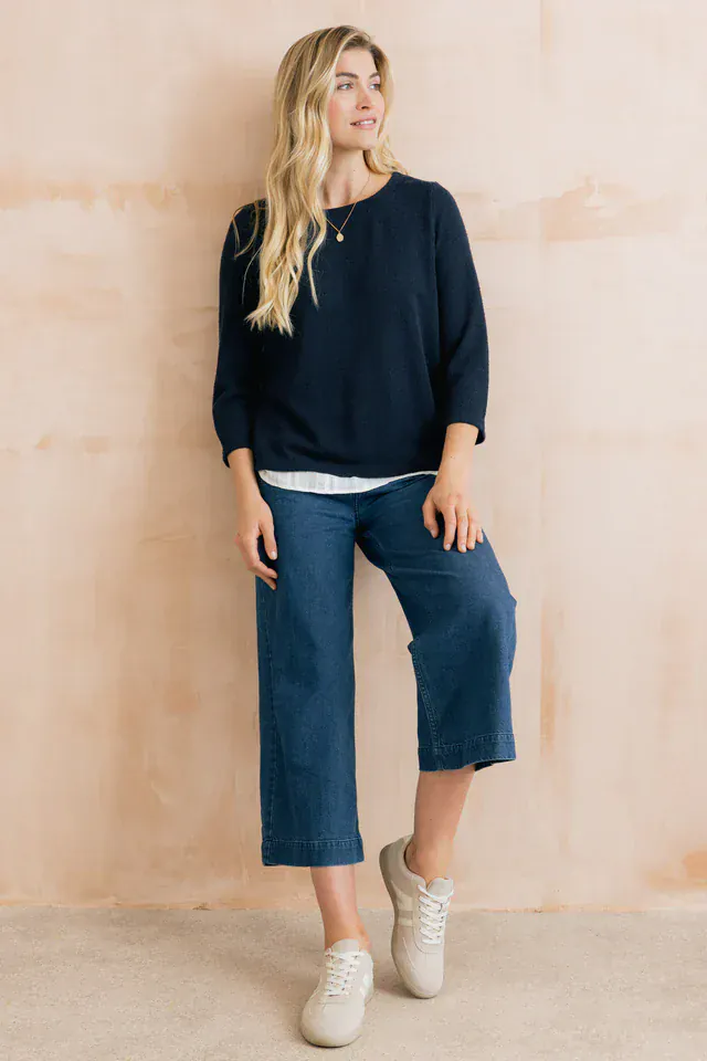 Lily & Me Olive Shirt Jumper in Navy - Image 3