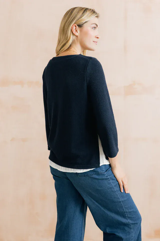 Lily & Me Olive Shirt Jumper in Navy - Image 5