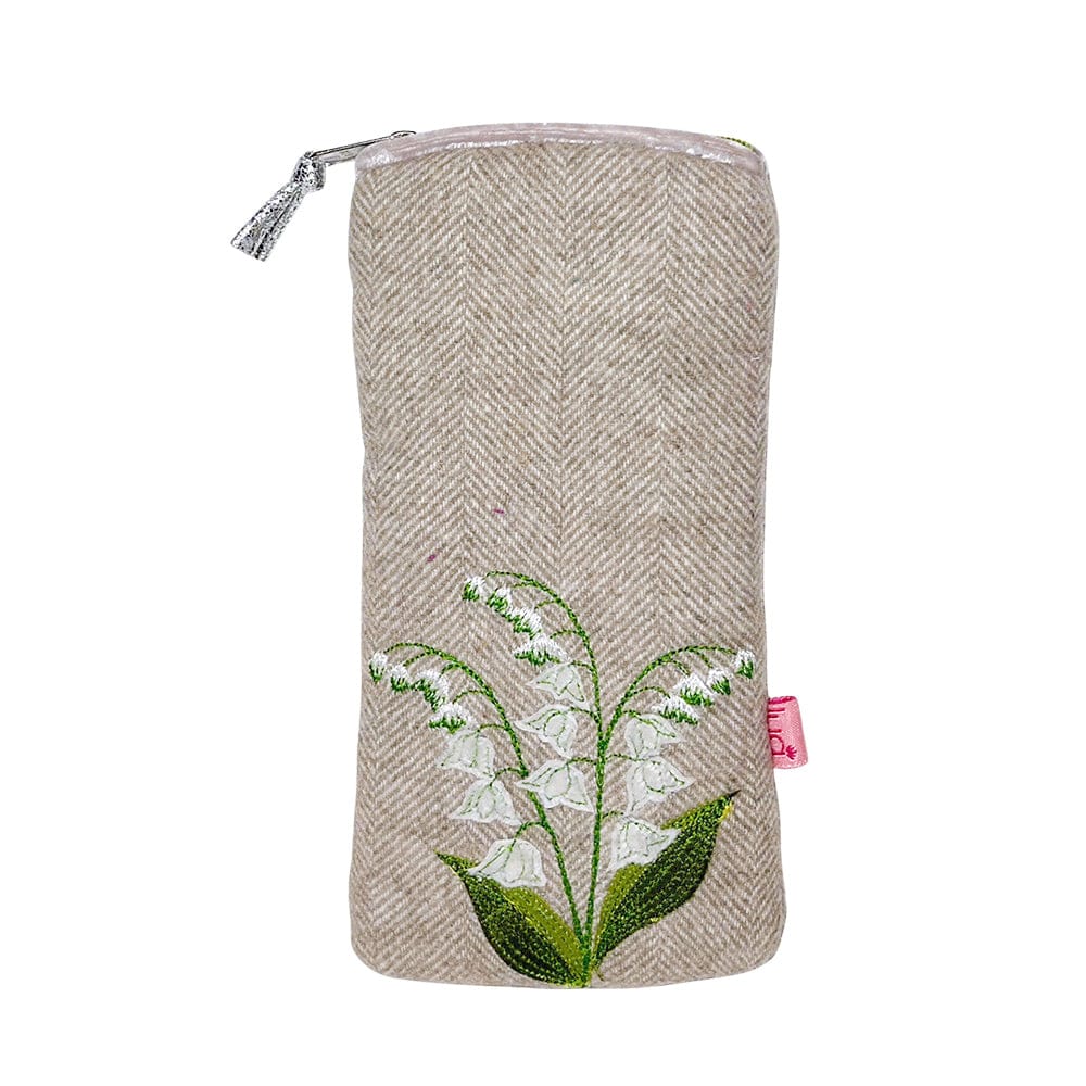 Lua Lily of the Valley Embroidered Glasses Case – Herringbone - Image 2