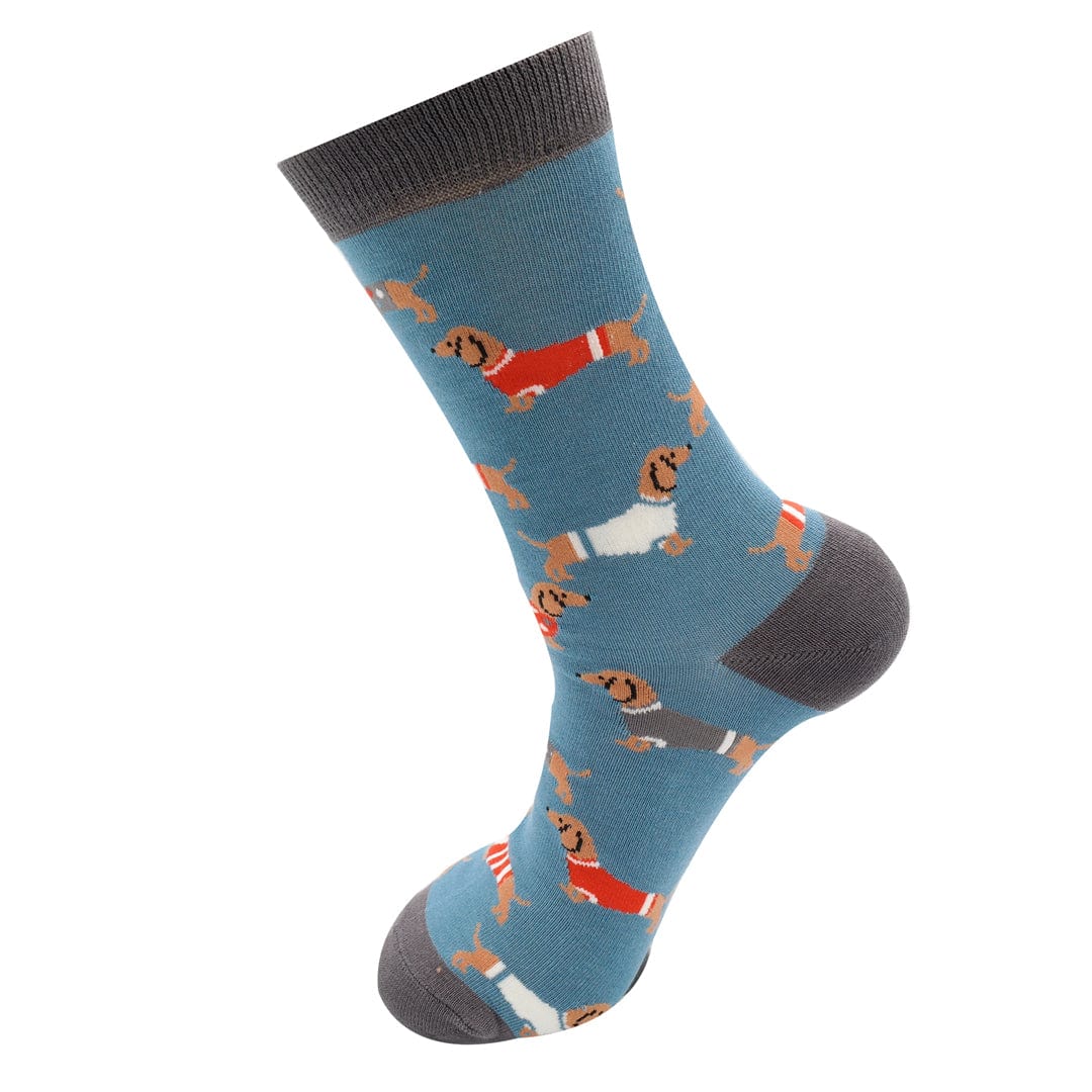 Men's Dachshund Bamboo Socks, Mr Heron , Blue - Image 2